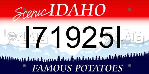 I71925I Idaho License Plate