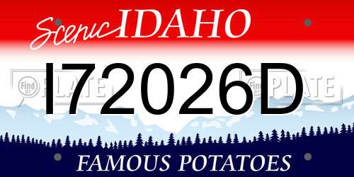 I72026D Idaho License Plate