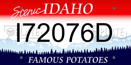 I72076D Idaho License Plate