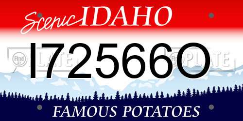 I72566O Idaho License Plate