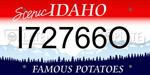 I72766O Idaho License Plate