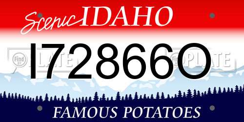 I72866O Idaho License Plate