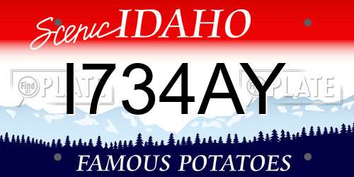 I734AY Idaho License Plate
