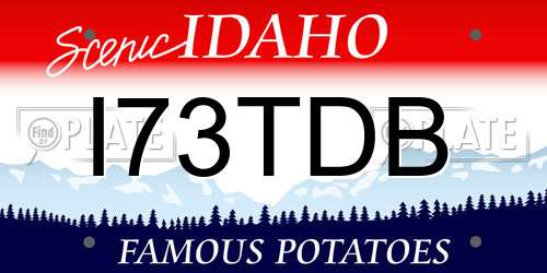 I73TDB Idaho License Plate