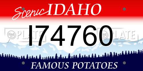 I74760 Idaho License Plate