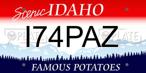 I74PAZ Idaho License Plate