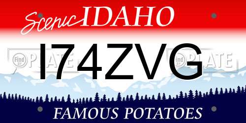 I74ZVG Idaho License Plate