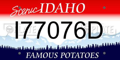 I77076D Idaho License Plate