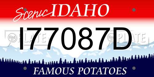 I77087D Idaho License Plate