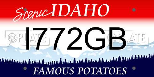 I772GB Idaho License Plate