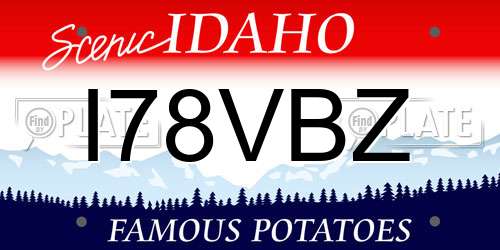 I78VBZ Idaho License Plate