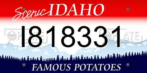 I818331 Idaho License Plate
