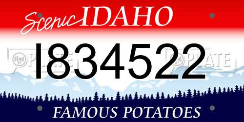 I834522 Idaho License Plate
