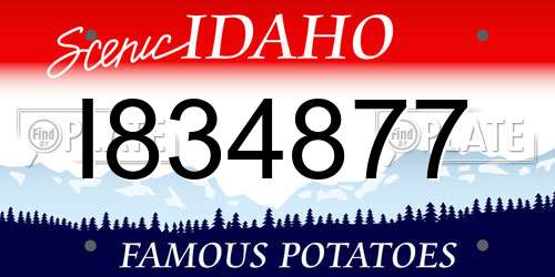 I834877 Idaho License Plate
