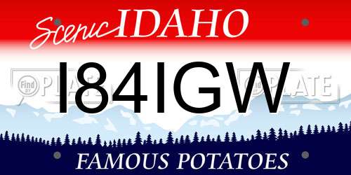 I84IGW Idaho License Plate