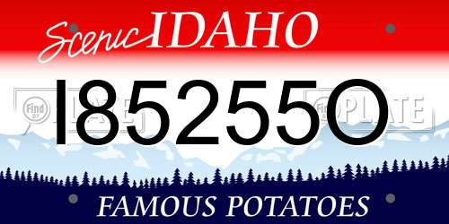 I85255O Idaho License Plate