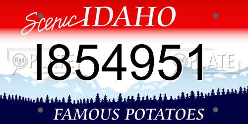 I854951 Idaho License Plate