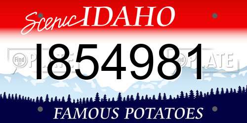 I854981 Idaho License Plate