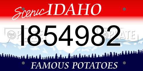 I854982 Idaho License Plate
