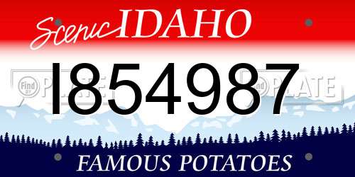 I854987 Idaho License Plate