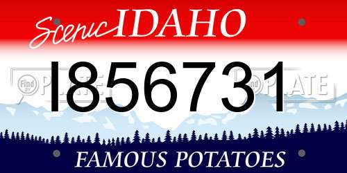 I856731 Idaho License Plate