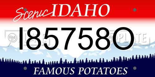 I85758O Idaho License Plate