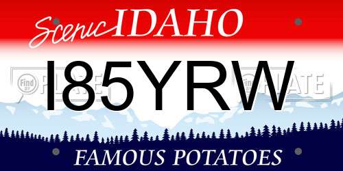 I85YRW Idaho License Plate