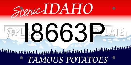 I8663P Idaho License Plate