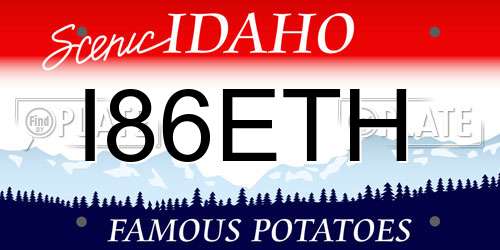 I86ETH Idaho License Plate