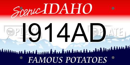 I914AD Idaho License Plate