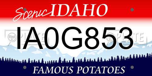 IA0G853 Idaho License Plate