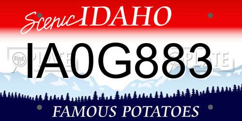 IA0G883 Idaho License Plate