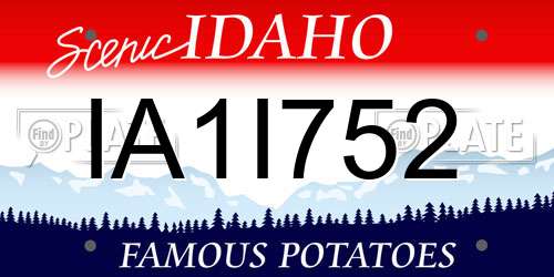 IA1I752 Idaho License Plate