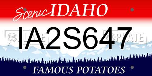IA2S647 Idaho License Plate