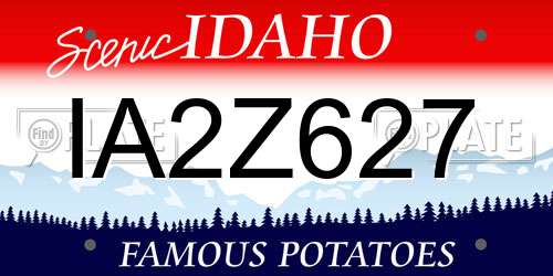 IA2Z627 Idaho License Plate