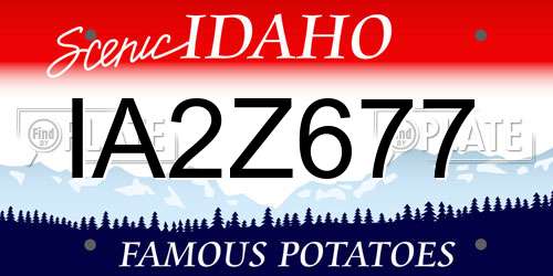 IA2Z677 Idaho License Plate