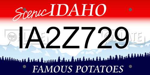 IA2Z729 Idaho License Plate