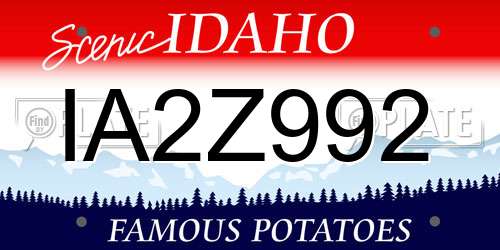 IA2Z992 Idaho License Plate