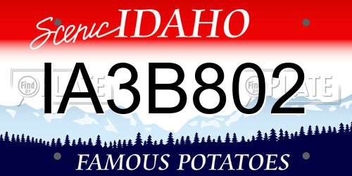 IA3B802 Idaho License Plate