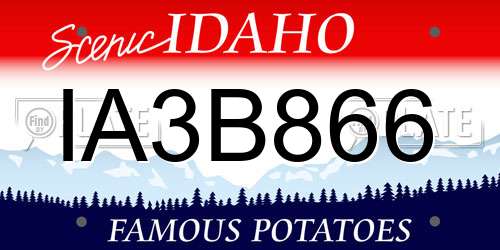 IA3B866 Idaho License Plate
