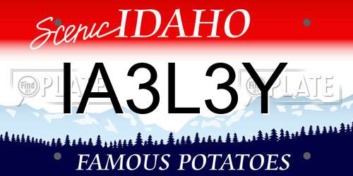 IA3L3Y Idaho License Plate