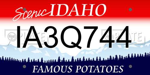 IA3Q744 Idaho License Plate