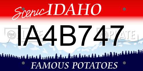 IA4B747 Idaho License Plate