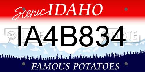 IA4B834 Idaho License Plate
