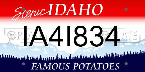 IA4I834 Idaho License Plate