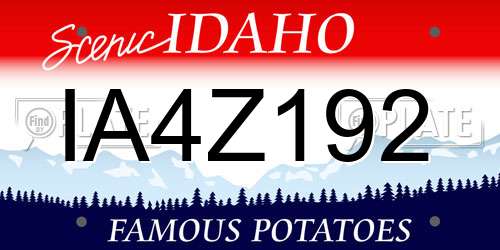 IA4Z192 Idaho License Plate
