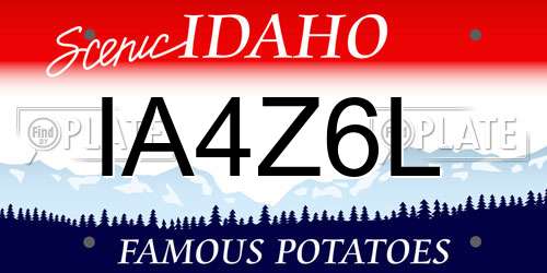 IA4Z6L Idaho License Plate