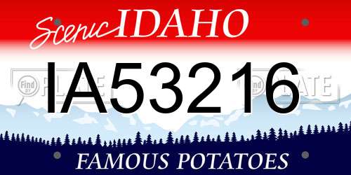 IA53216 Idaho License Plate