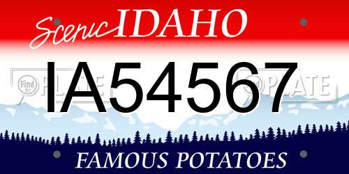 IA54567 Idaho License Plate