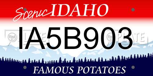IA5B903 Idaho License Plate